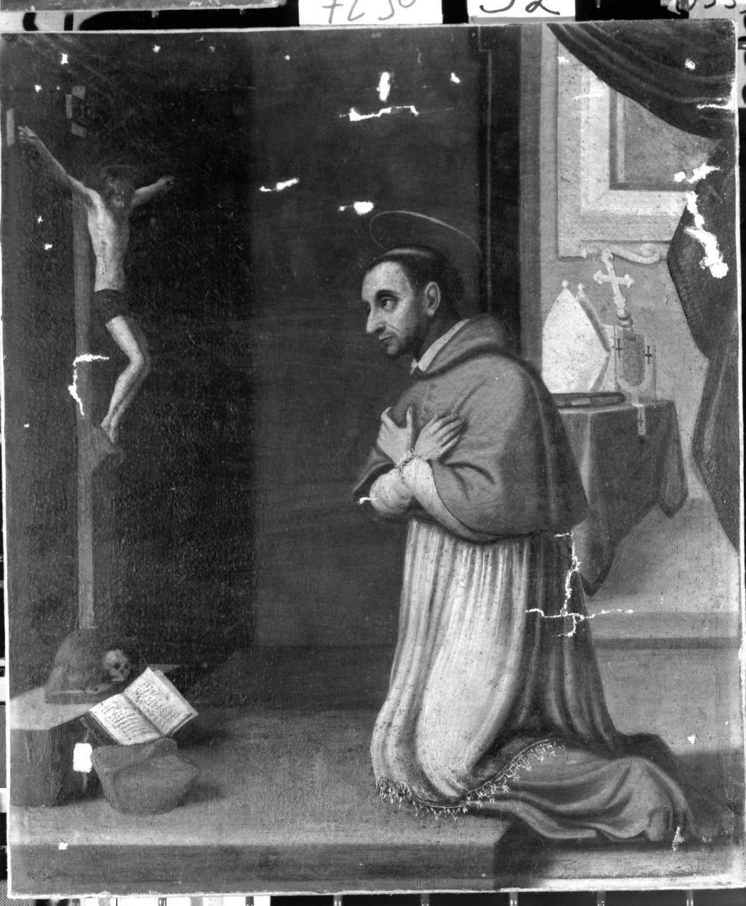 San Carlo Borromeo in adorazione della croce (dipinto) - ambito toscano (sec. XVII)