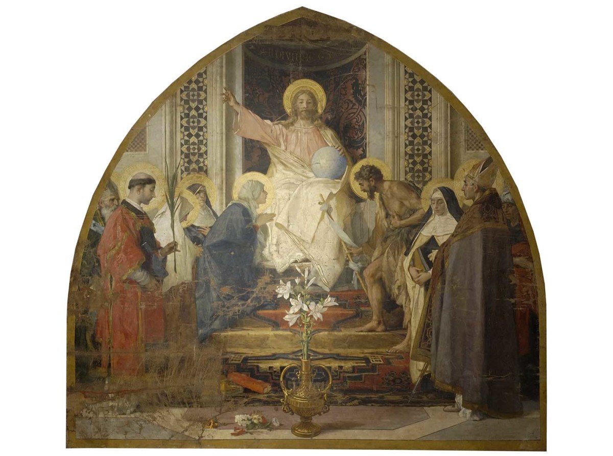 Cristo in trono con la Madonna e Santi (dipinto) di Barabino NicolÃ² (attribuito) (seconda metà sec. XIX)