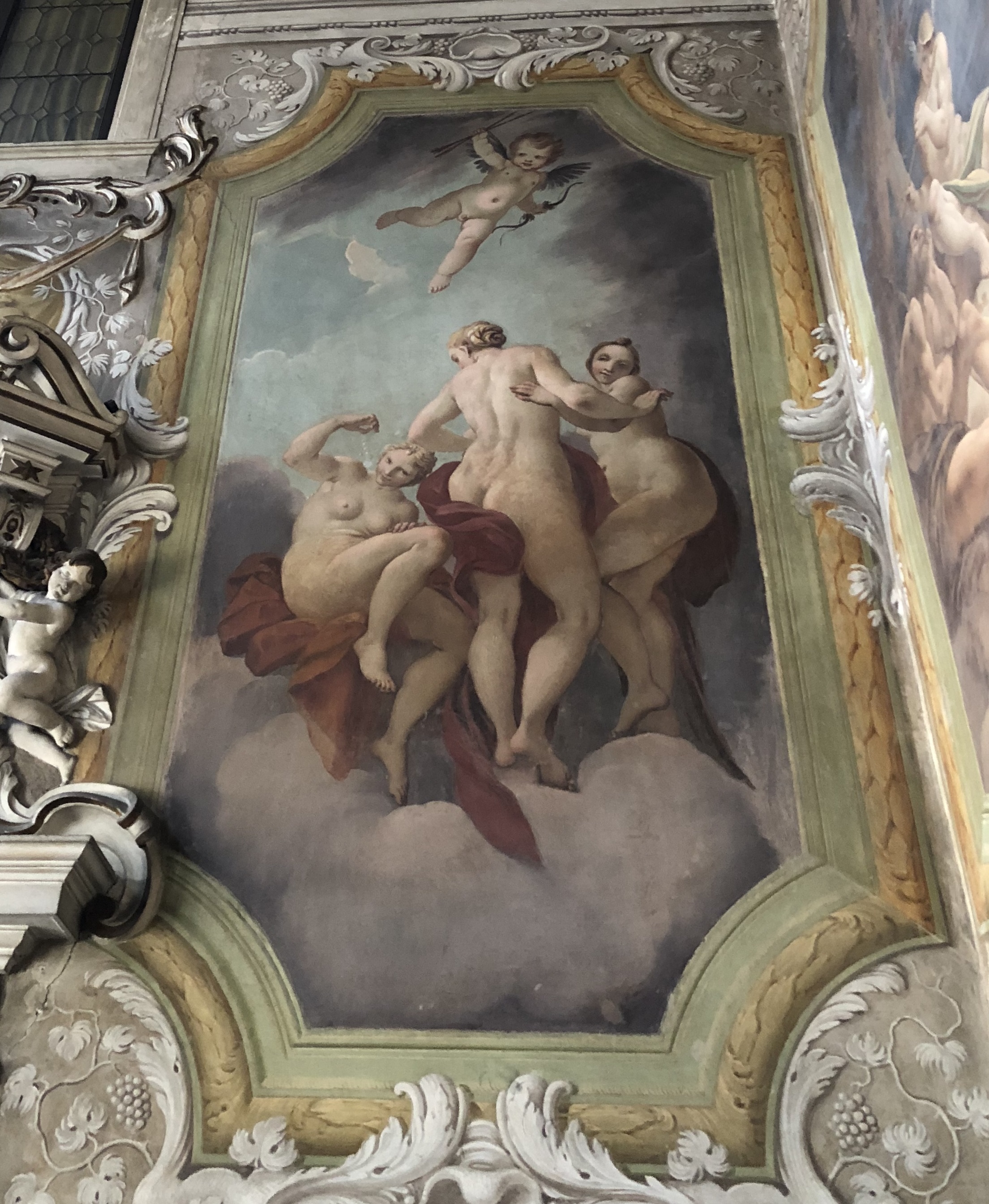 Tre Grazie, Figure mitologiche (dipinto, elemento d'insieme) di Louis Dorigny (attribuito) - ambito veneto (fine/ inizio XVII/XVIII)
