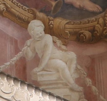 Putto (dipinto, elemento d'insieme) di Parolini, Giacomo (attribuito), Ferrari, Antonio Felice (attribuito) - ambito emiliano (fine/ inizio XVII-XVIII)