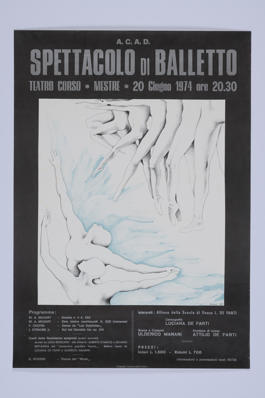 Spettacolo di balletto, Danzatori di danza classica (manifesto) di Manani Ulderico (XX)