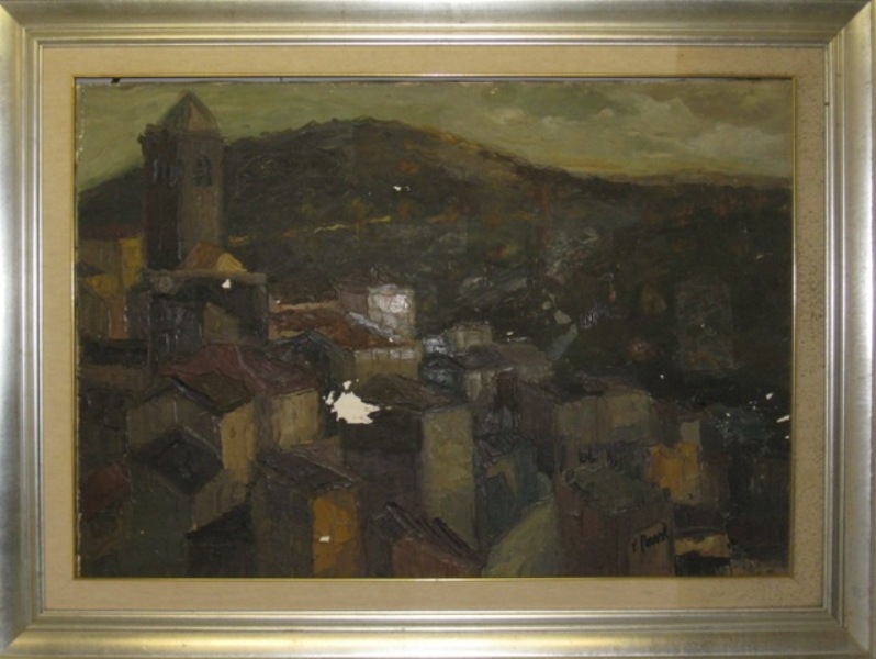 Gavoi, Veduta di città (dipinto) di Pensé Verdina (XX)