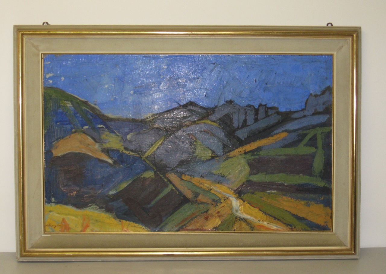 Montagne, paesaggio montuoso ideale (dipinto) di Menzio Francesco (XX)