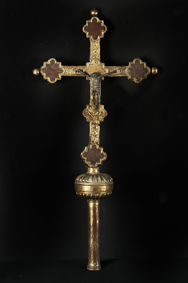 croce processionale, opera isolata - bottega Italia centrale (metà sec. XVI)