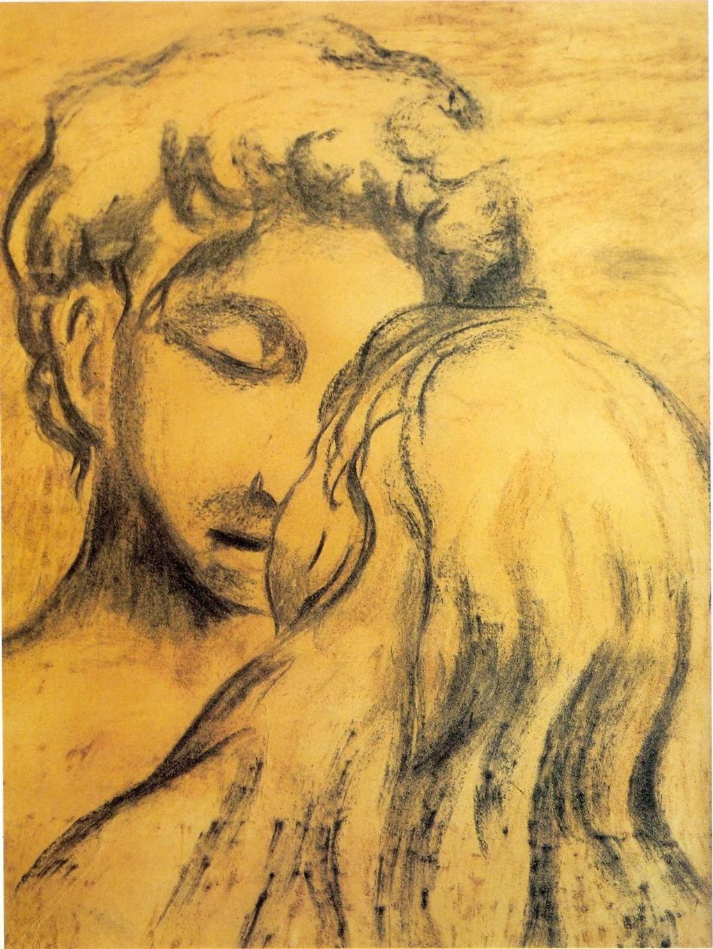Gli Amanti, figura maschile e figura femminile di spalle (disegno) di Levi Carlo (terzo quarto sec. XX)