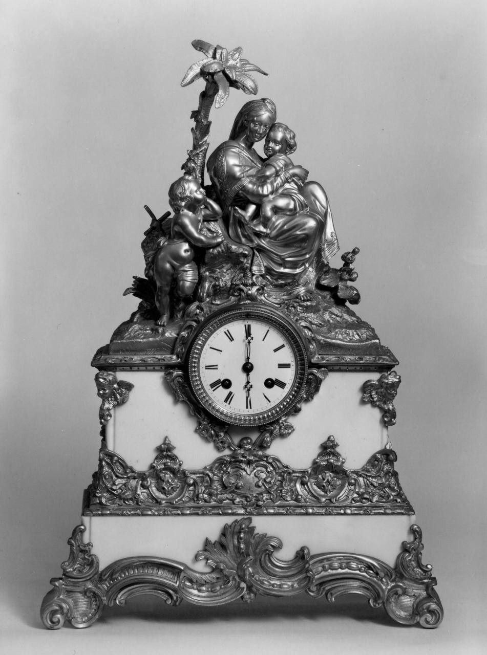 Madonna con Bambino e San Giovannino (orologio - da mensola) - produzione europea (metà sec. XIX)