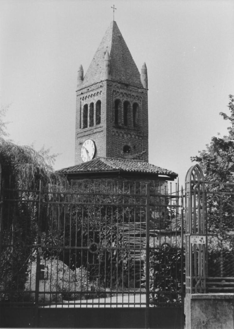 [Torre campanaria in Via San Giovanni Bosco] (campanile) - Borgomasino (TO)  (XIV)