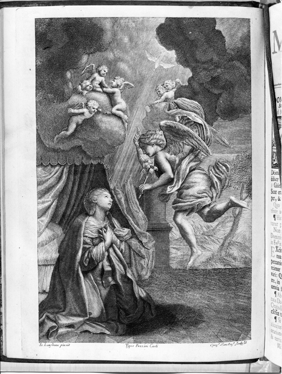 Annunciazione (stampa) di Santi Ciro, Lanfranco Giovanni (sec. XVIII)
