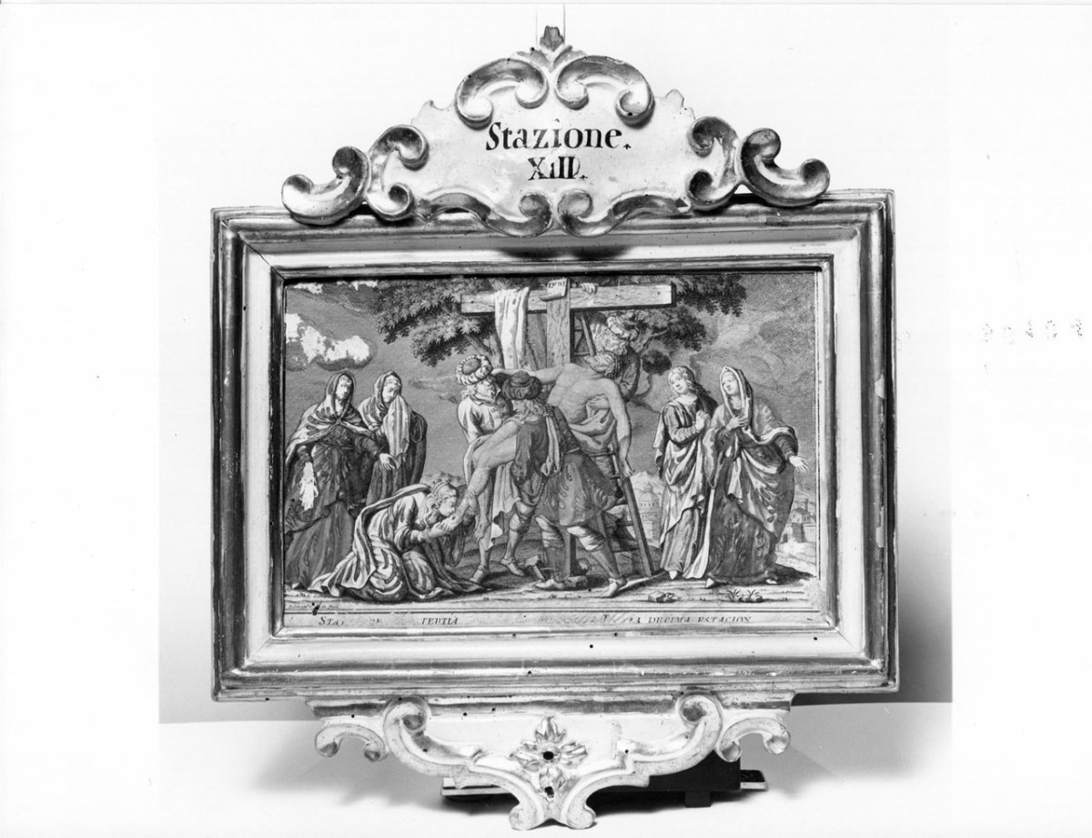 stazione XIII: Gesù deposto dalla croce (stampa, elemento d'insieme) di Dubercelle F (sec. XVIII)