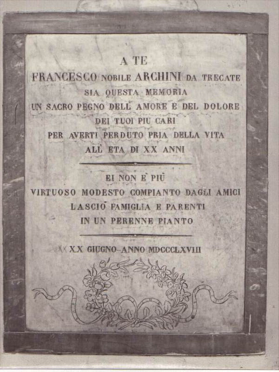 lapide tombale - a parete - bottega toscana (sec. XIX)