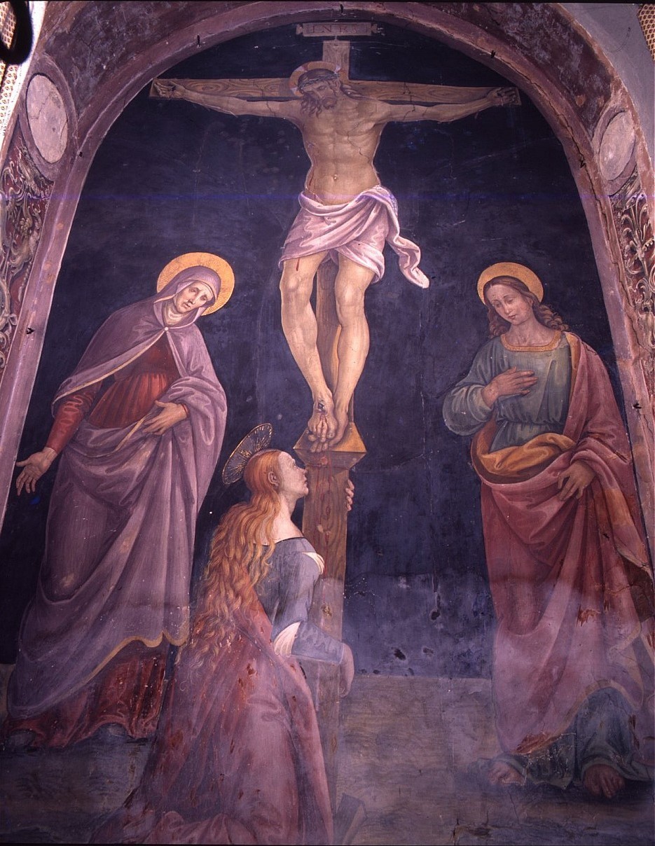 crocifissione di Cristo (dipinto murale) - ambito fiorentino (inizio sec. XVI)