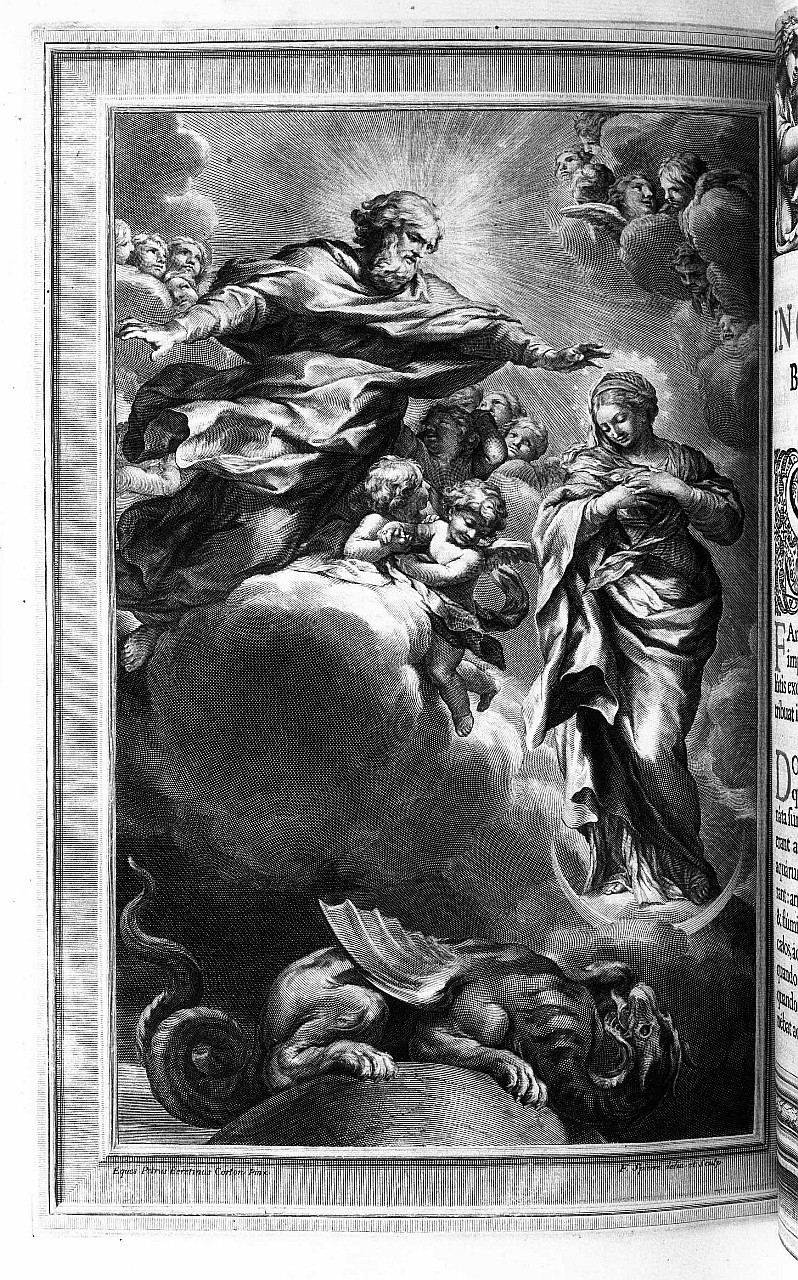 Immacolata Concezione e Dio Padre (stampa) di Spierre FranÃ§ois, Berrettini Pietro detto Pietro da Cortona (sec. XVII)