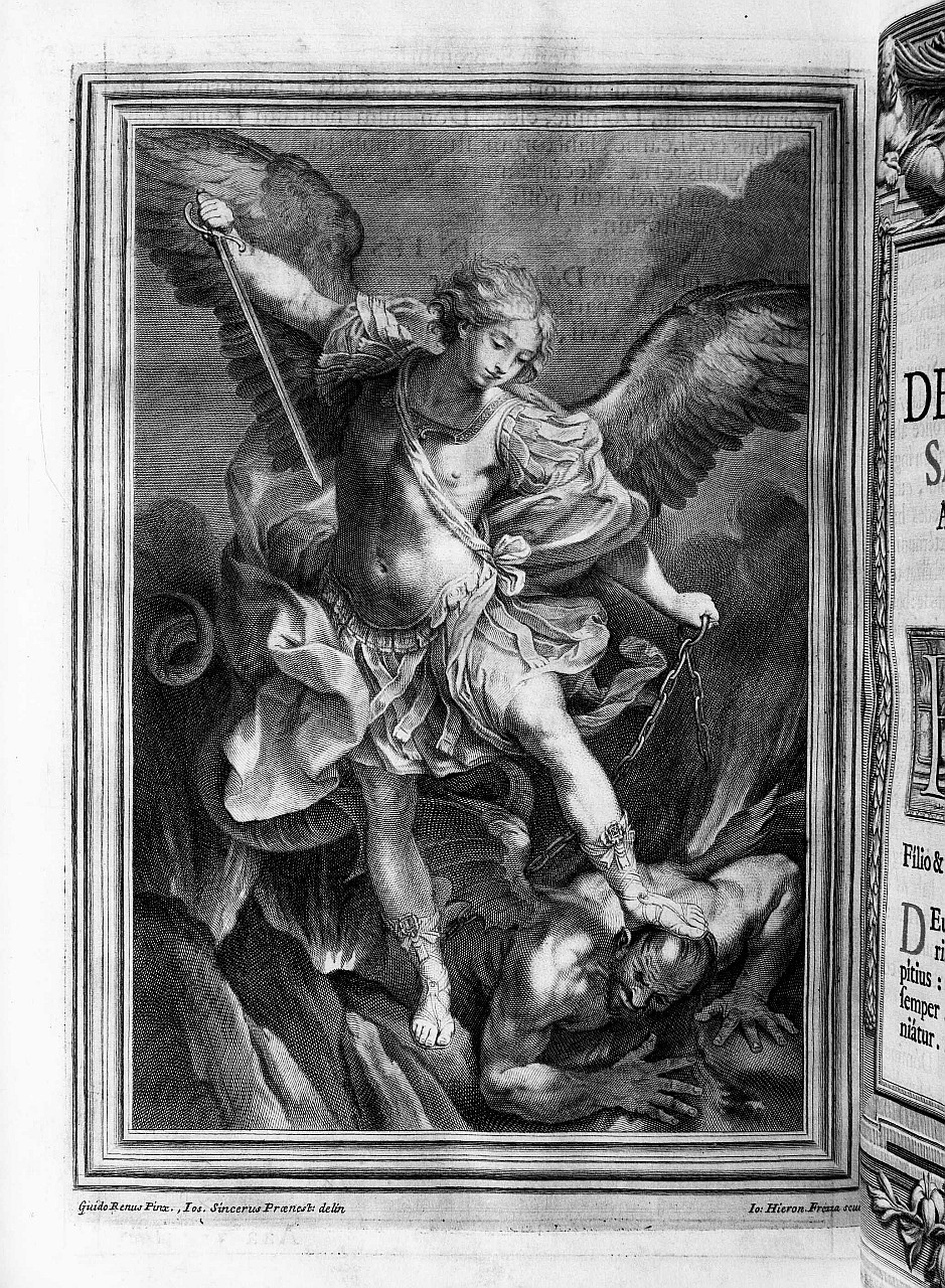 San Michele Arcangelo schiaccia il demonio (stampa) di Reni Guido, Frezza Giovanni Girolamo, Sinceri Giuseppe (sec. XVII)