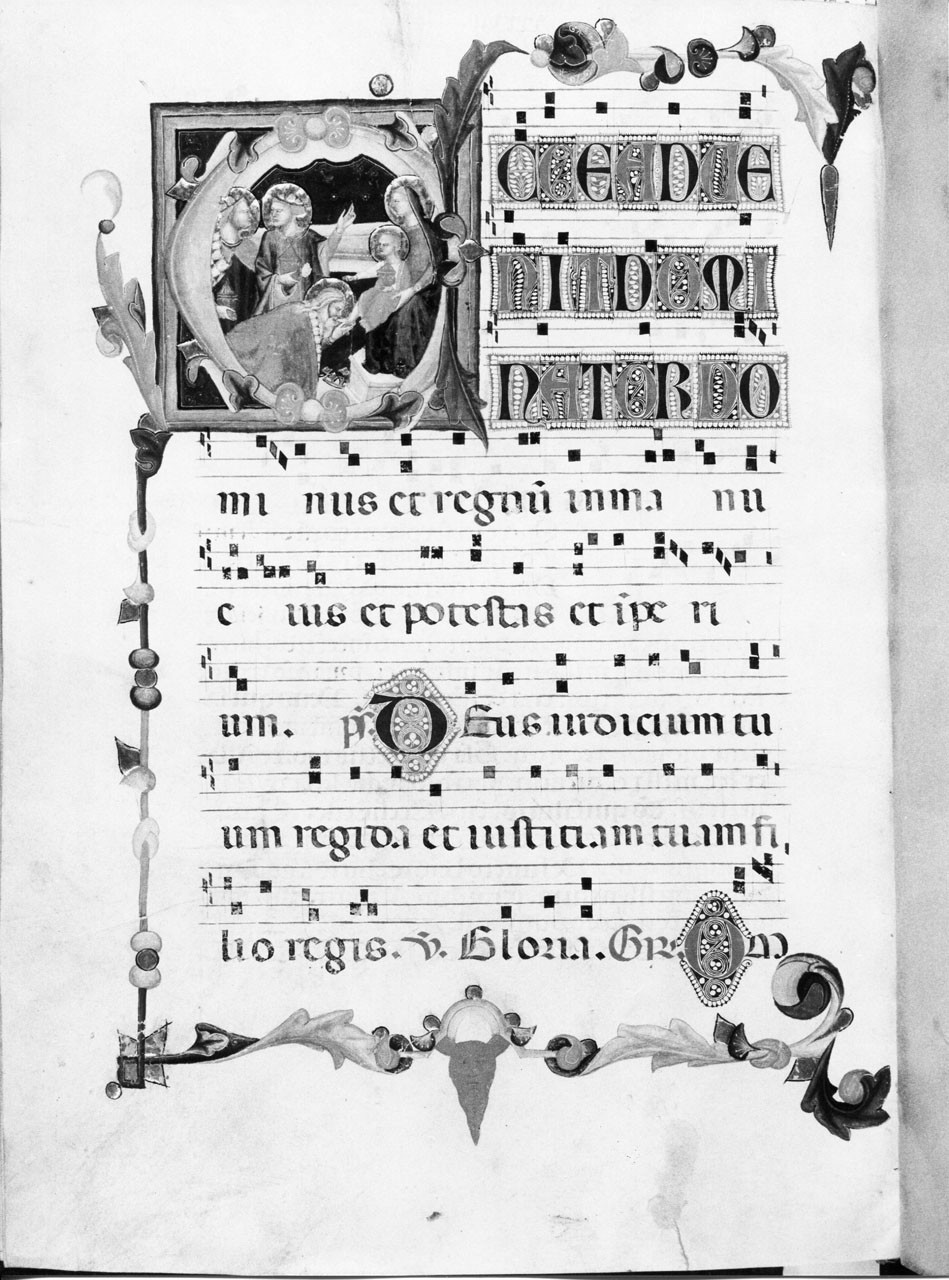 adorazione dei Re Magi (miniatura) - ambito fiorentino, ambito riminese (sec. XIV)