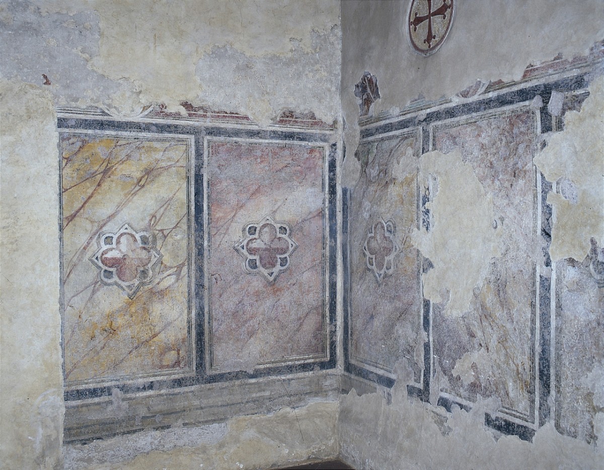 motivi decorativi (dipinto murale, frammento) - ambito fiorentino (seconda metà sec. XIV)