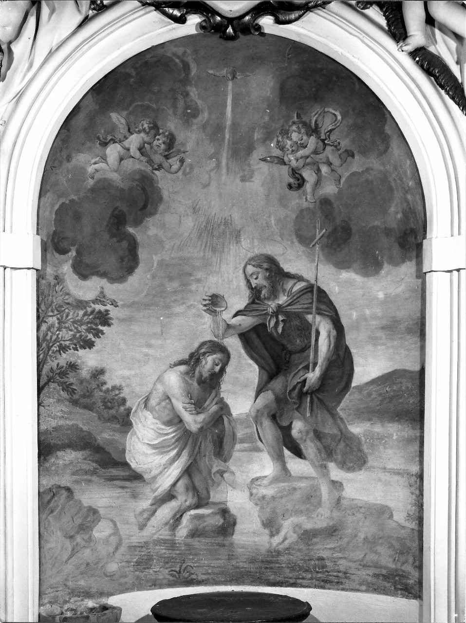 battesimo di Cristo (dipinto murale) di Marinari Onorio (attribuito) (fine/ inizio secc. XVII/ XVIII)