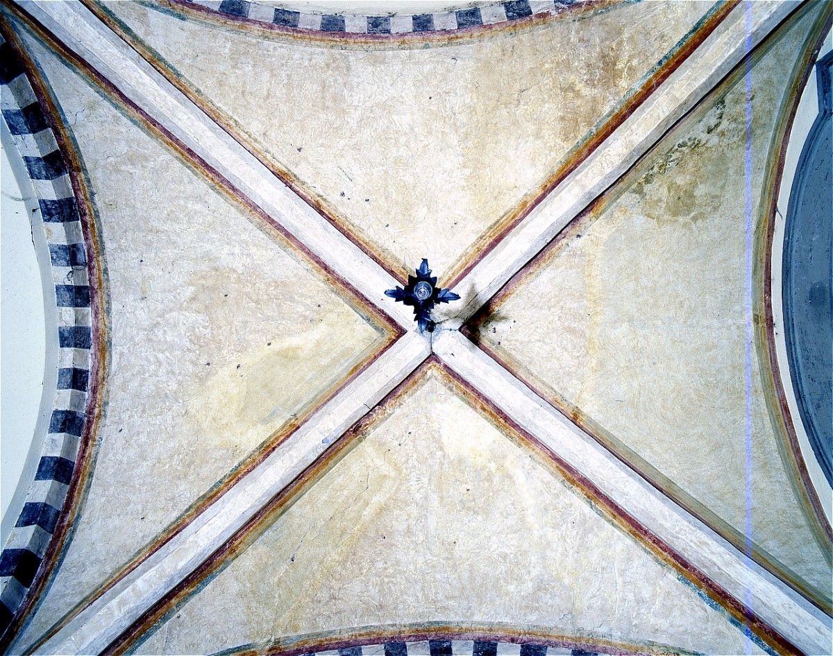 motivi decorativi geometrici (dipinto murale, elemento d'insieme) - ambito fiorentino (sec. XIV)