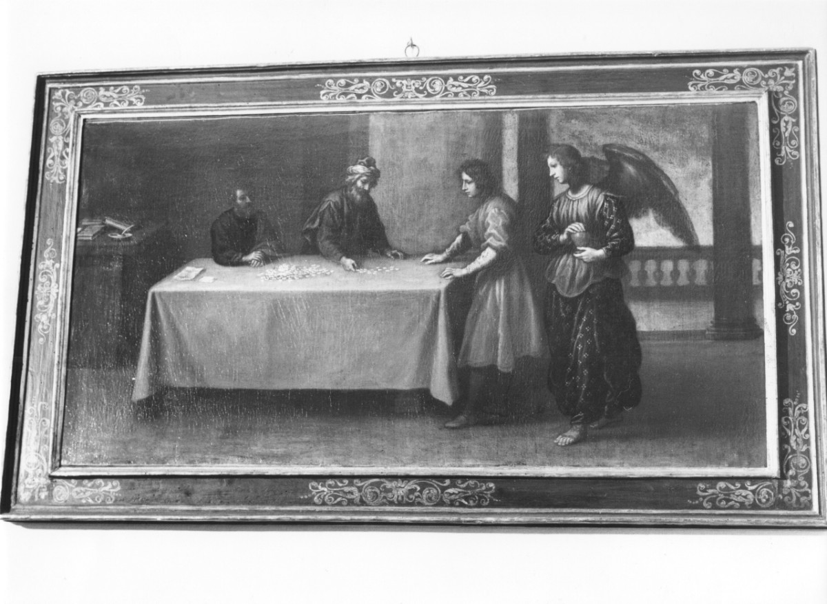 Tobia riscuote i debiti del padre (dipinto) di Curradi Francesco detto Battiloro (attribuito) (prima metà sec. XVII)