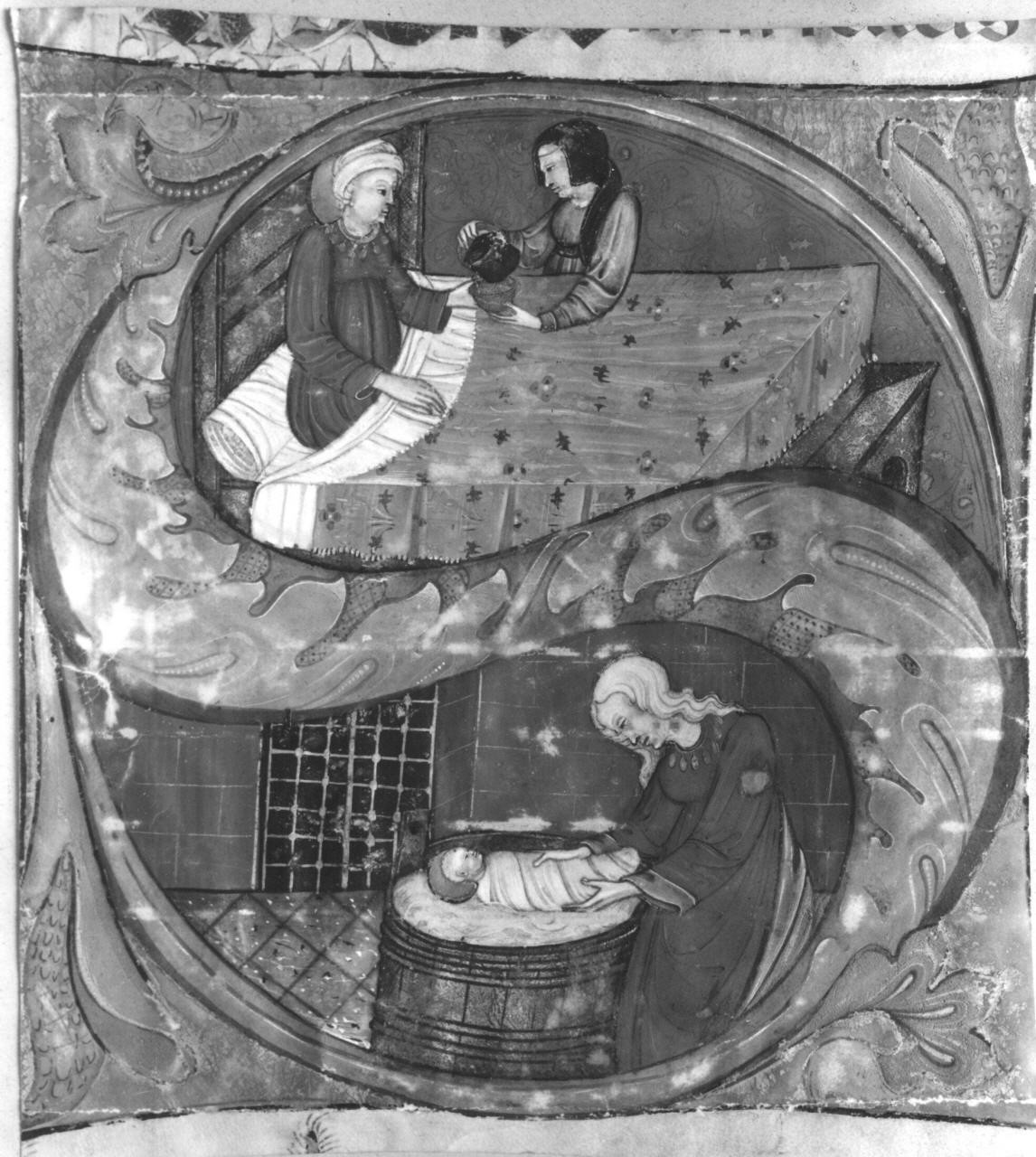 nascita di Maria Vergine (miniatura) - ambito lombado (seconda metà sec. XV)