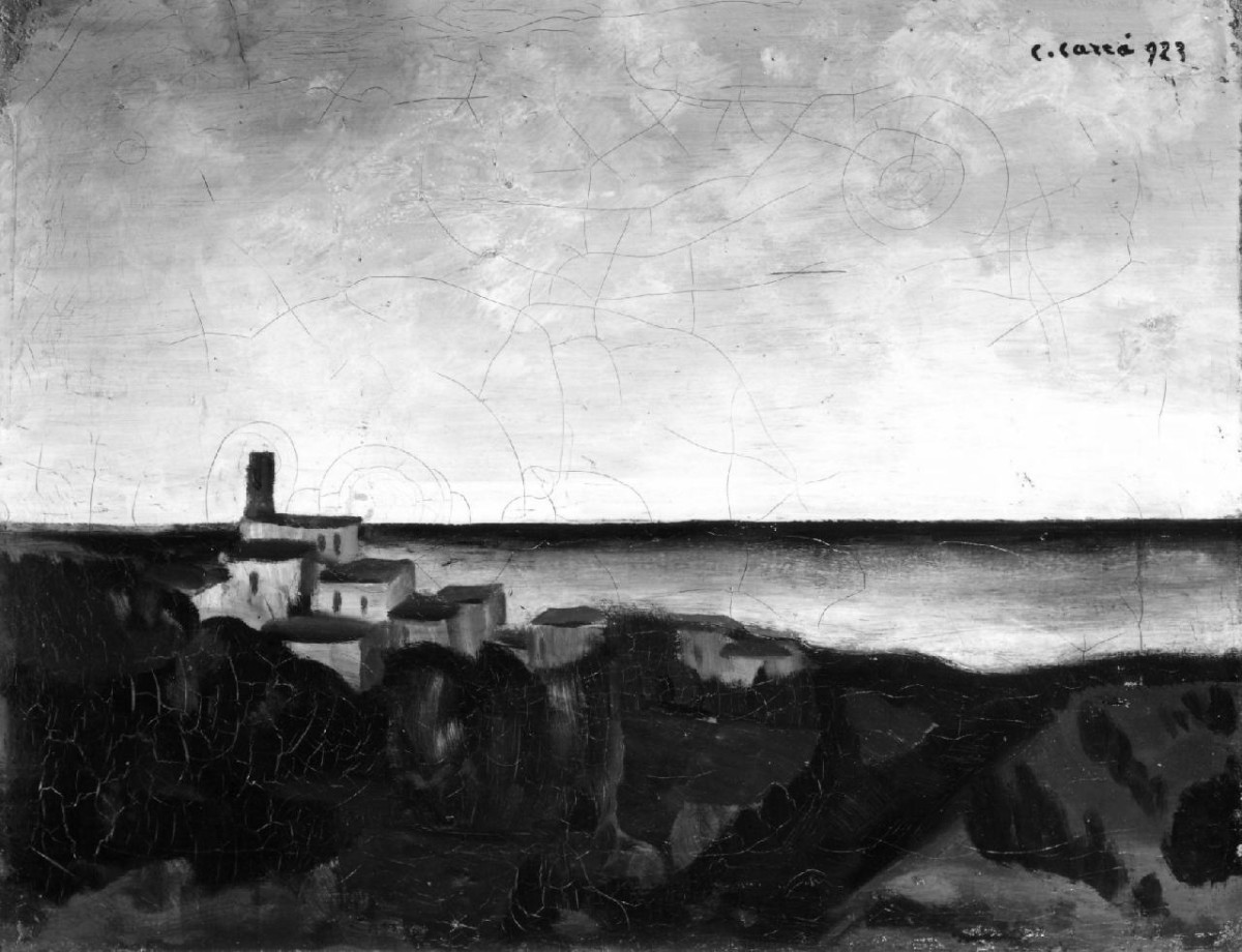 Paesaggio ligure, paesaggio marino (dipinto) di CarrÃ  Carlo (primo quarto sec. XX)