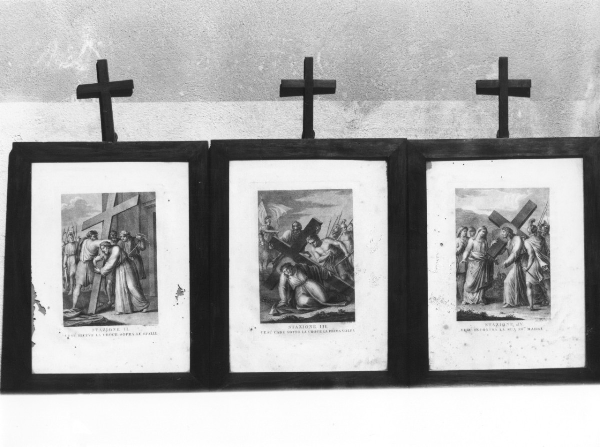 stazione II: Gesù caricato della croce (stampa, serie) di Mochetti Alessandro (attribuito) (sec. XIX)