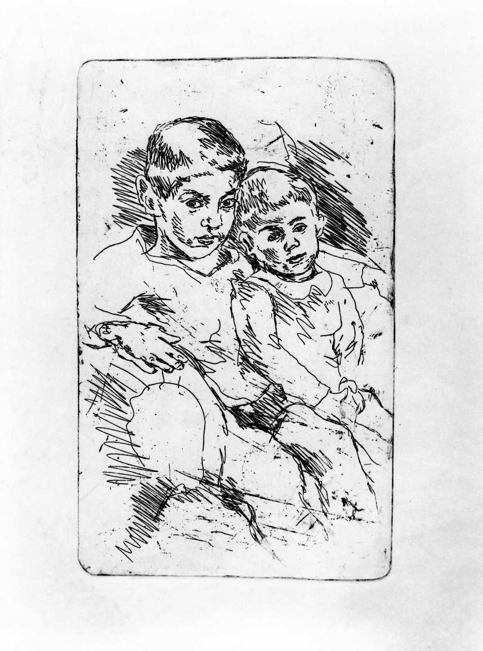 due bambini (stampa) di Maccari Mino (sec. XX)