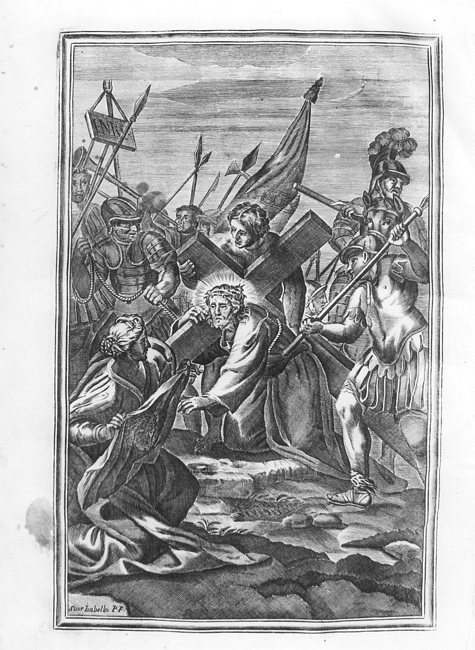 Cristo incontra la Veronica (stampa) di Piccini Elisabetta detta Suor Isabella (sec. XVIII)