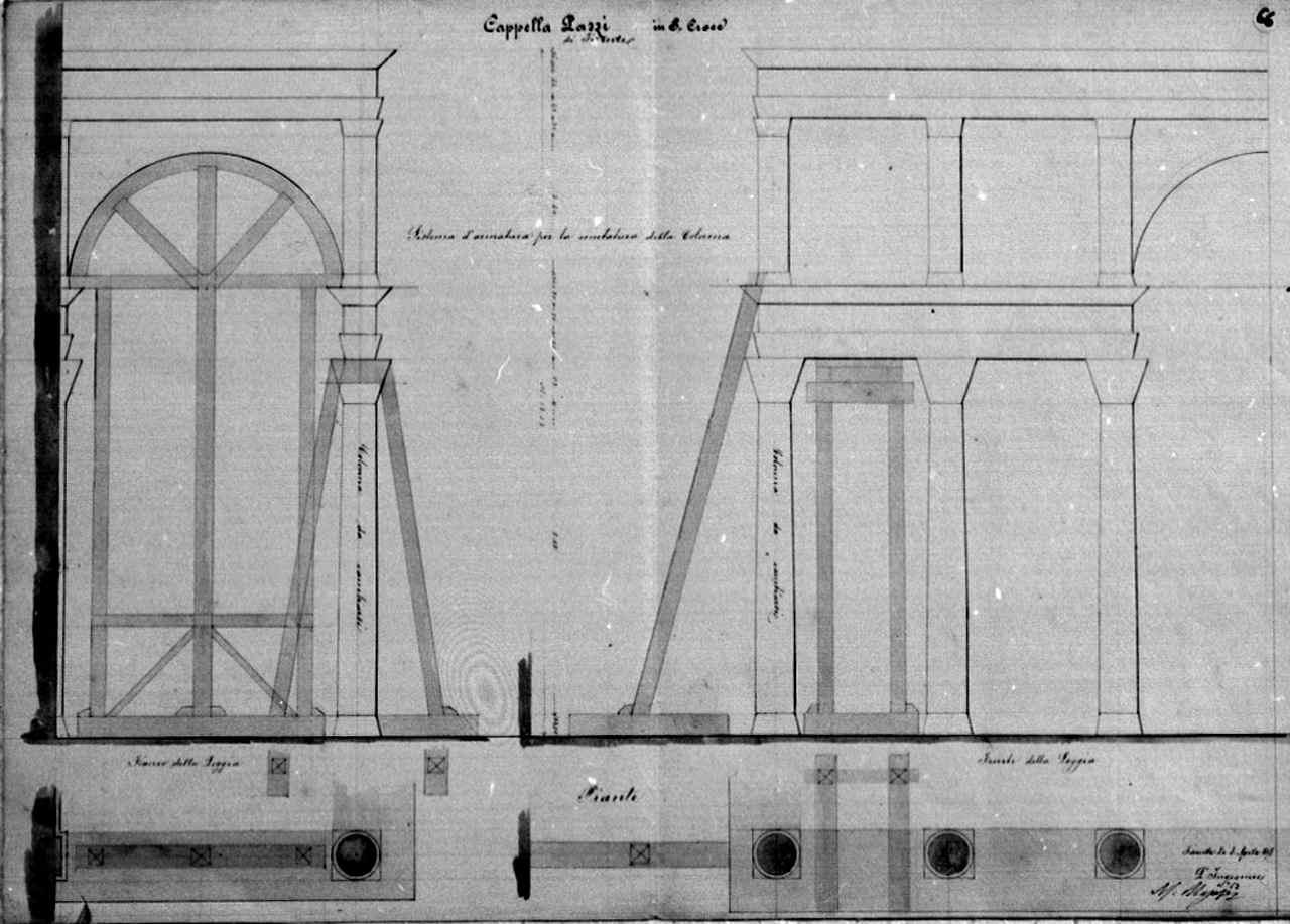 prospetto del loggiato della cappella Pazzi a Firenze (disegno architettonico) di Maiorfi Michelangelo (sec. XIX)