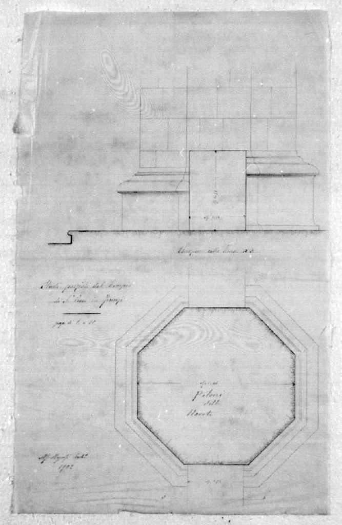 pilastro della navata della chiesa di S. Croce a Firenze (disegno architettonico) di Maiorfi Michelangelo (sec. XX)