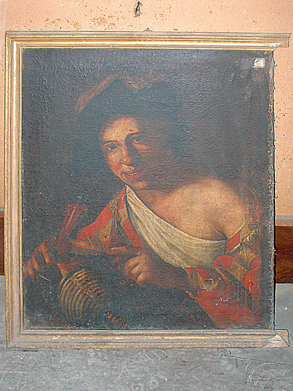 giovane con fiasca (dipinto) - ambito toscano (sec. XVII)