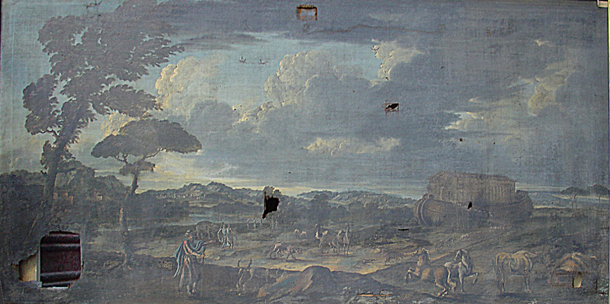 Noè e gli animali entrano nell'arca (dipinto) - ambito toscano (sec. XVII)