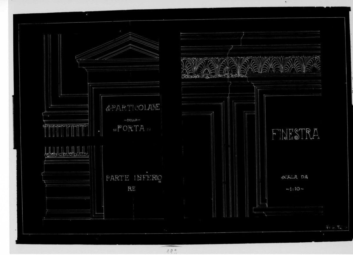 scuole comunali di Altopascio: dettaglio in scala di una porta e di una finestra delle facciate (stampa) di Brizzi Raffaello (e aiuti) (sec. XX)