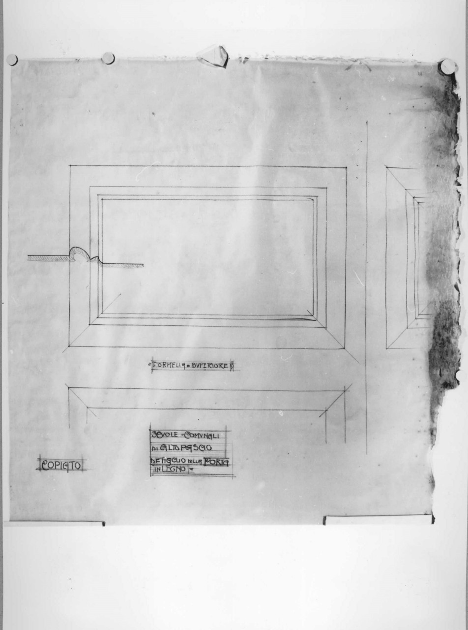 scuole comunali di Altopascio: dettaglio al vero dell'infisso di una delle porte (disegno architettonico) di Brizzi Raffaello (sec. XX)