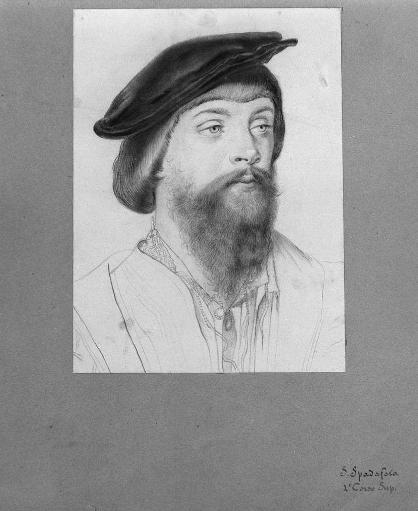 testa d'uomo con barba (disegno) di Spadafora S (sec. XIX)