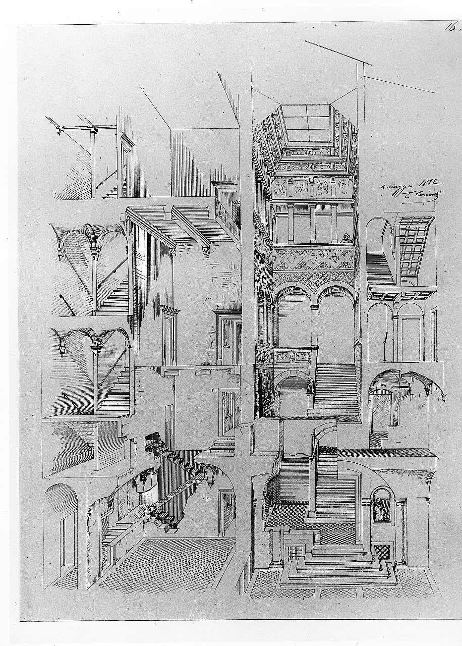 sezione della villa "Il Salviatino" (stampa, serie) di Corinti Corinto - ambito fiorentino (sec. XIX)