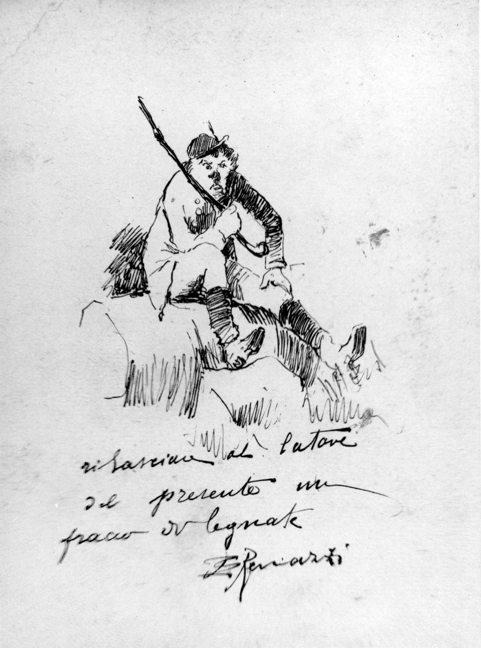 figura maschile seduta (stampa) di Renazzi Eugenio (sec. XIX)