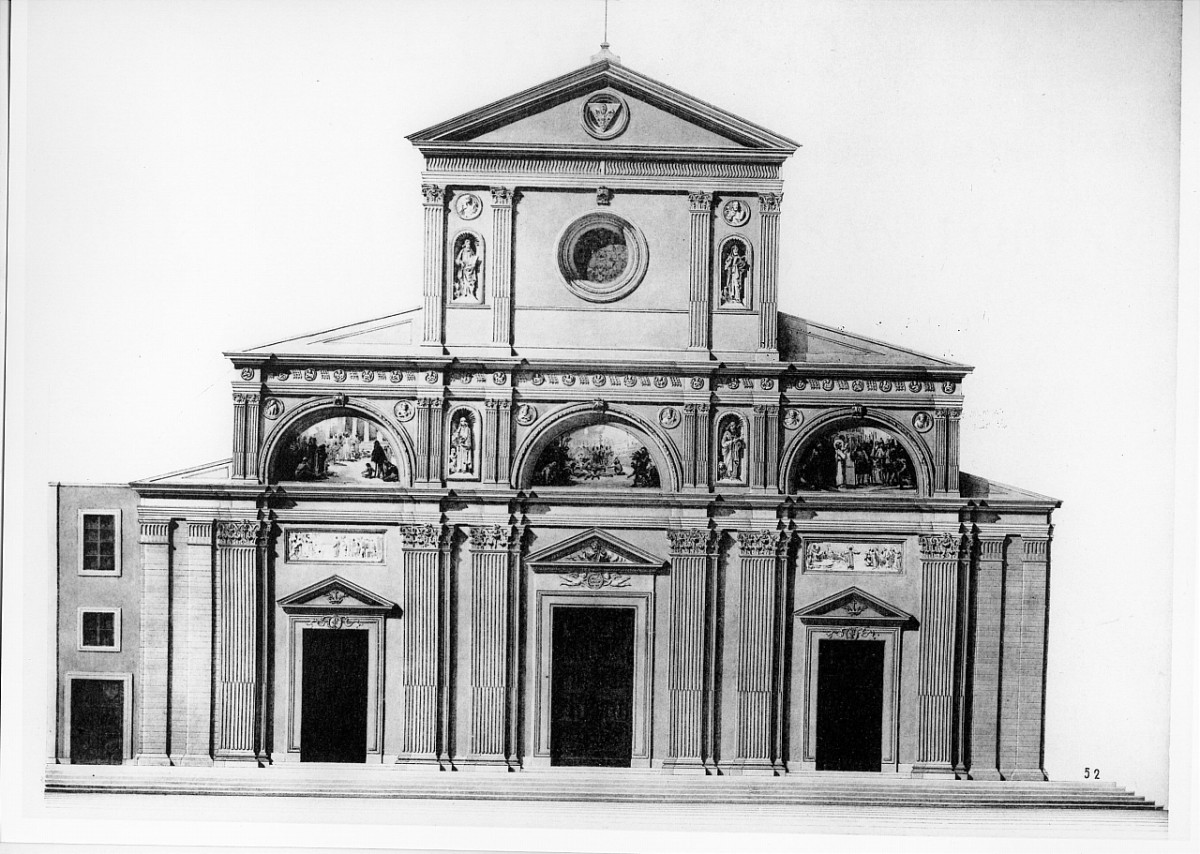 progetto di decorazione della facciata della basilica di S. Lorenzo a Firenze (stampa) di Percossi Raniero (cerchia), Alinari Vittorio (sec. XX)