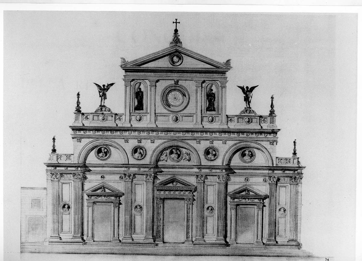progetto di decorazione della facciata della basilica di S. Lorenzo a Firenze (stampa) di Alinari Vittorio, Marcucci G (sec. XX)