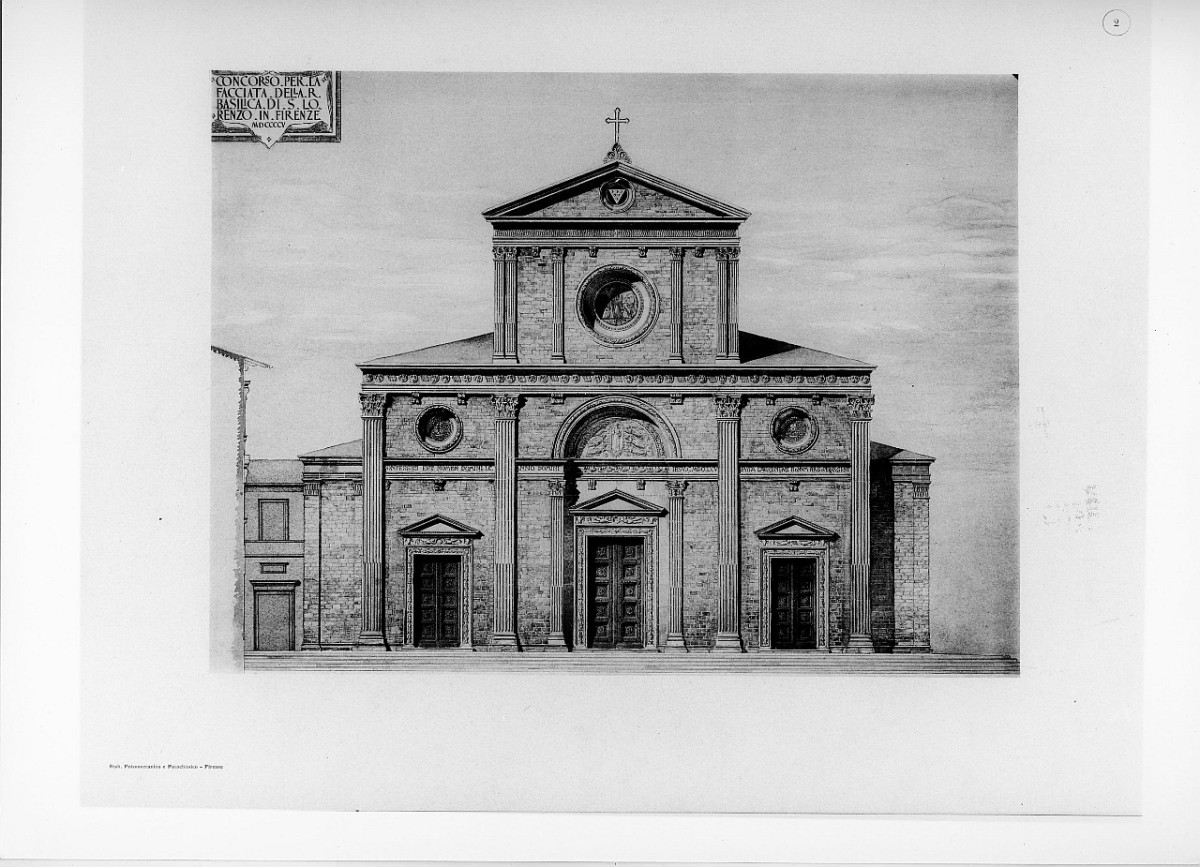 progetto di decorazione della facciata della basilica di S. Lorenzo a Firenze (stampa) di Alinari Vittorio, Caldini Luigi (sec. XX)