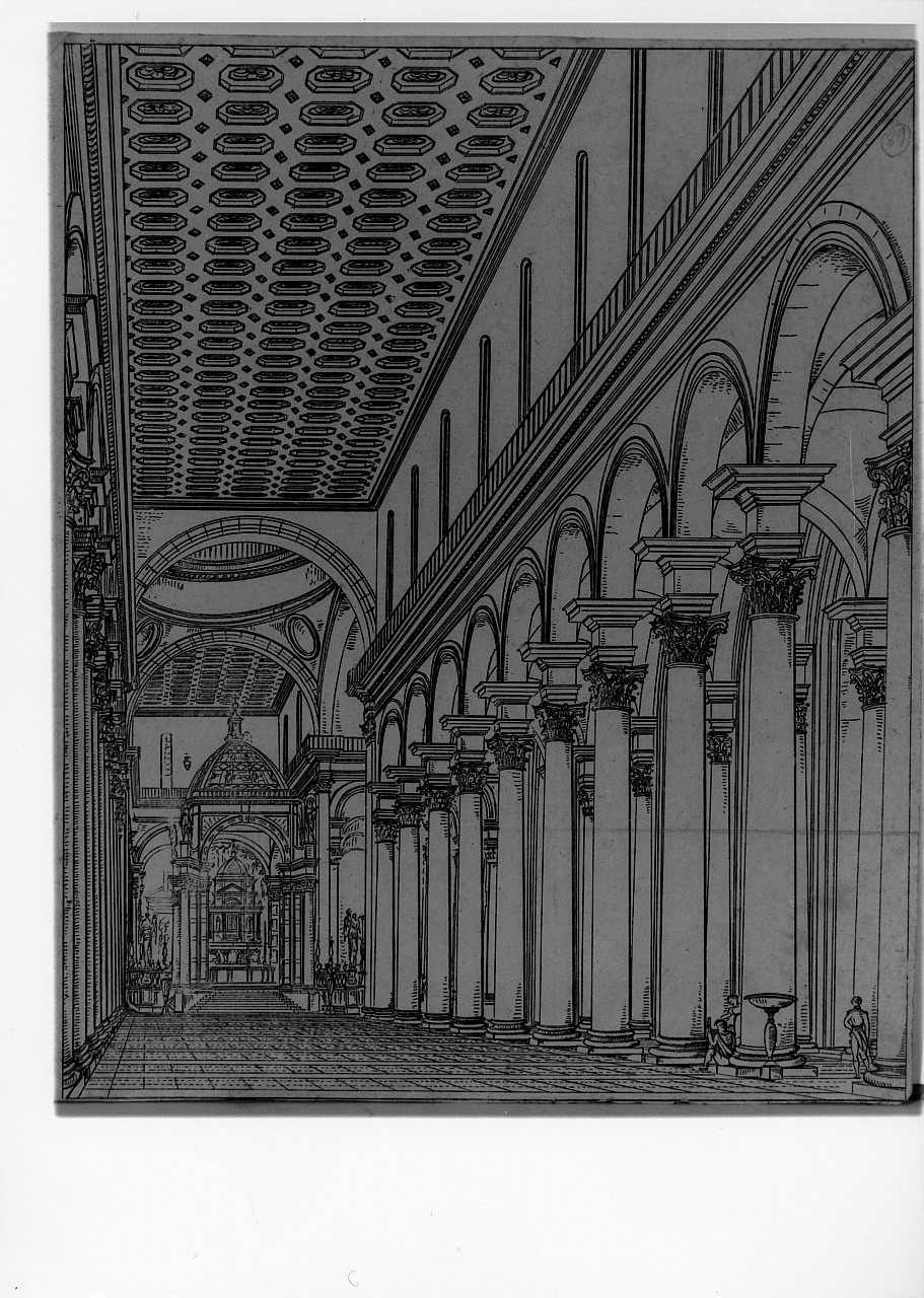 interno di S. Spirito a Firenze (stampa smarginata) - ambito fiorentino (prima metà sec. XIX)