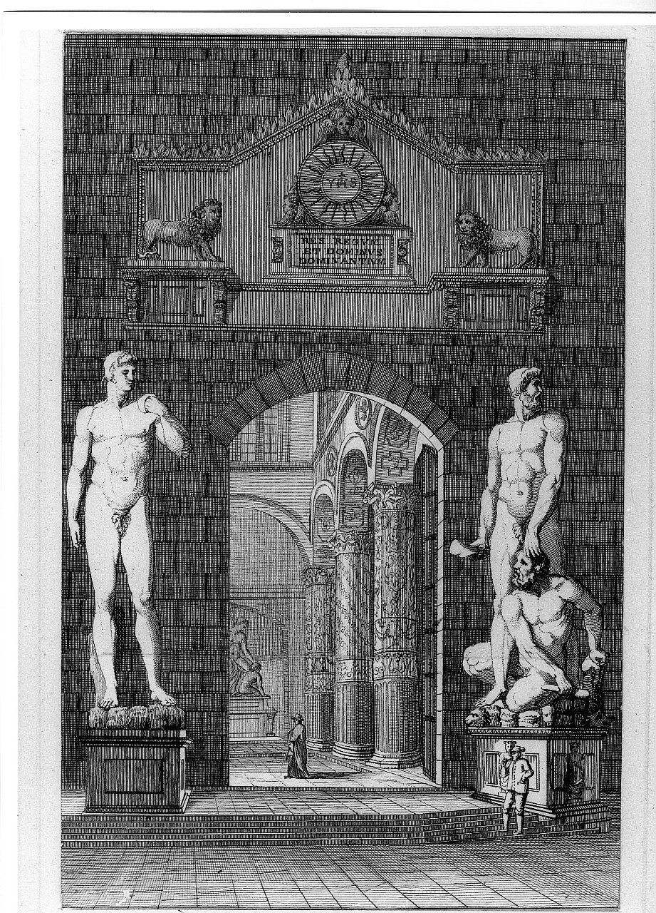 portale di Palazzo Vecchio a Firenze (stampa) di Verico, Bonajuti Telemaco (prima metà sec. XIX)