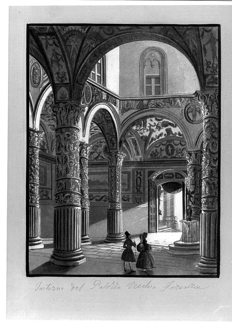 interno di Palazzo Vecchio a Firenze (stampa) - ambito fiorentino (prima metà sec. XIX)