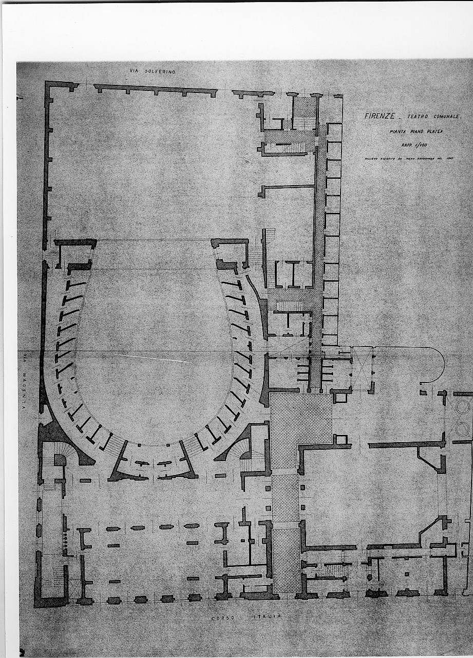 pianta del piano platea del Teatro Comunale di Firenze (stampa) di Aranguren Piero - ambito toscano (sec. XX)