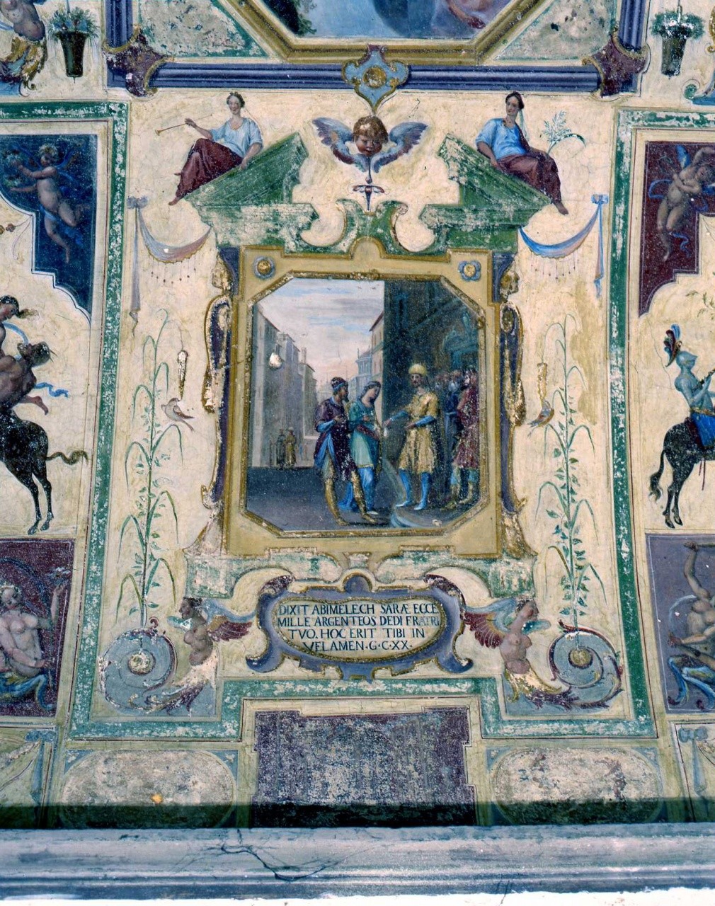 Abramo e Abimelech (dipinto murale) di Barbatelli Bernardino detto il Poccetti (bottega) (sec. XVII)