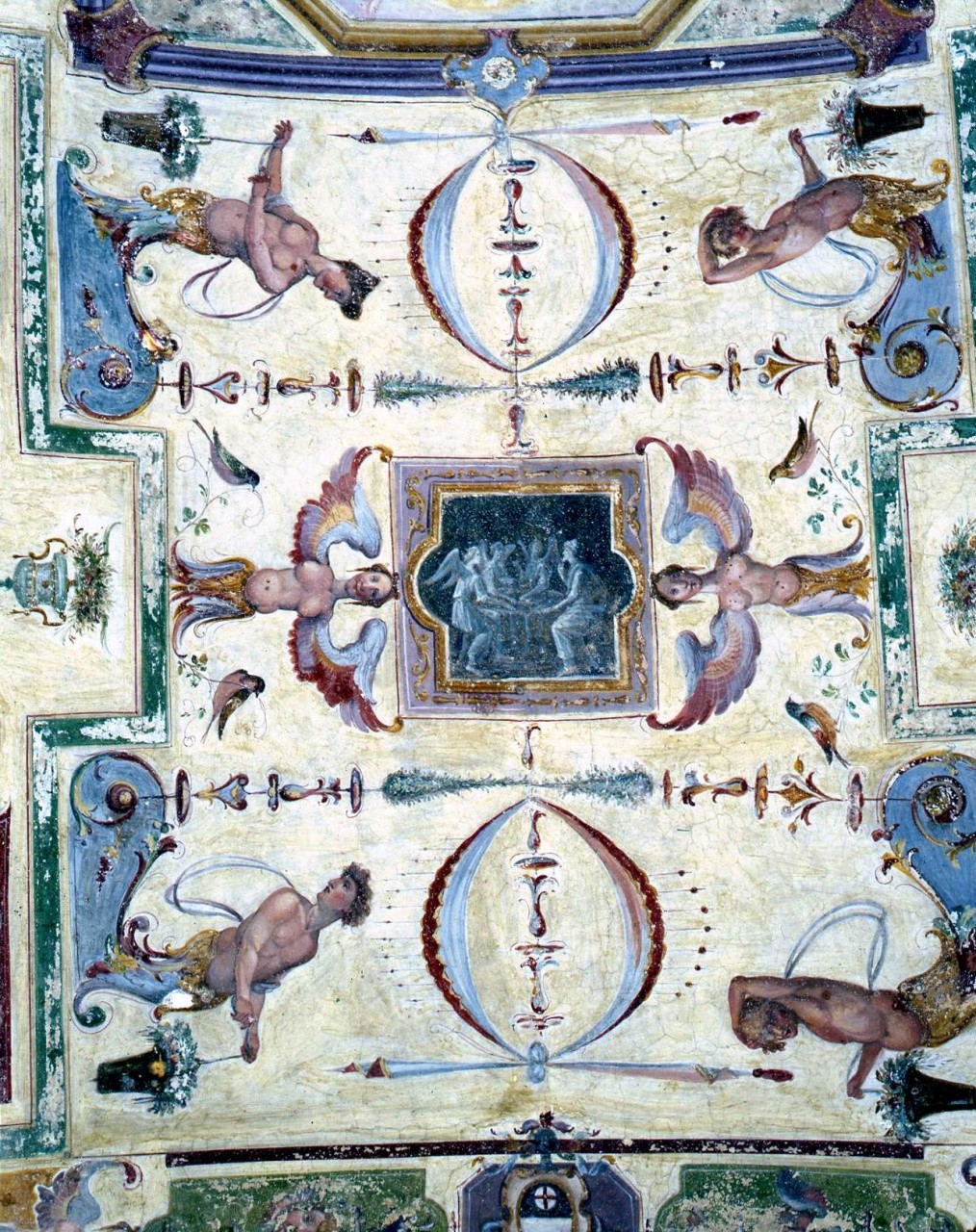 ospitalità di Abramo (dipinto murale) di Barbatelli Bernardino detto il Poccetti (bottega) (sec. XVII)
