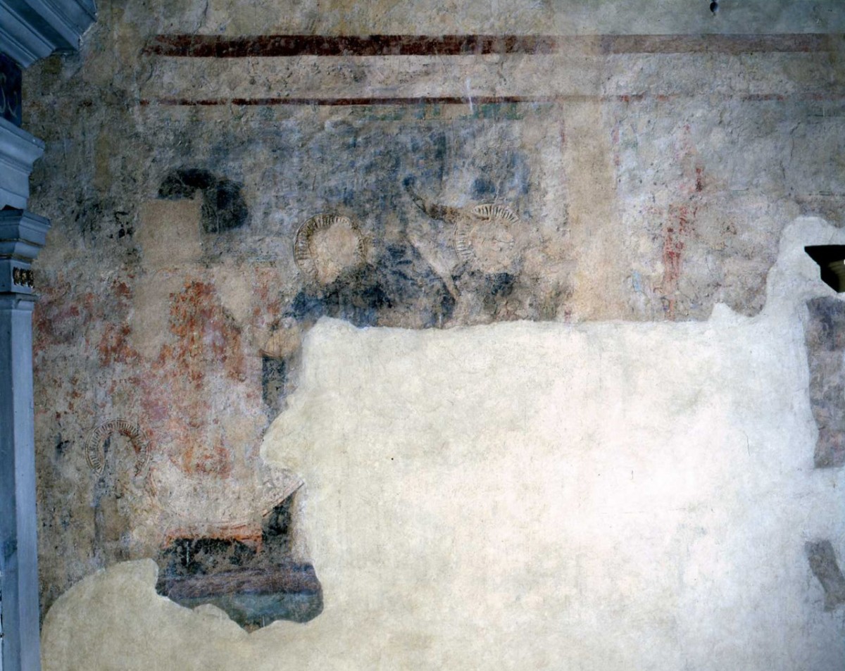 Santi domenicani (dipinto murale, frammento) di Gaddi Agnolo (cerchia) (ultimo quarto sec. XIV)