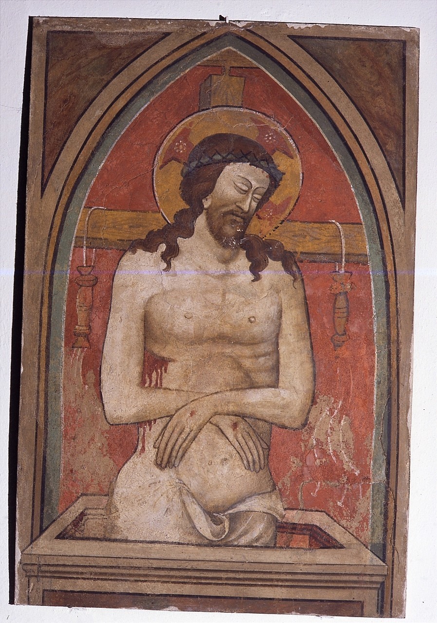 Cristo in pietà (dipinto murale) - ambito toscano (metà, primo quarto sec. XIV, sec. XV)