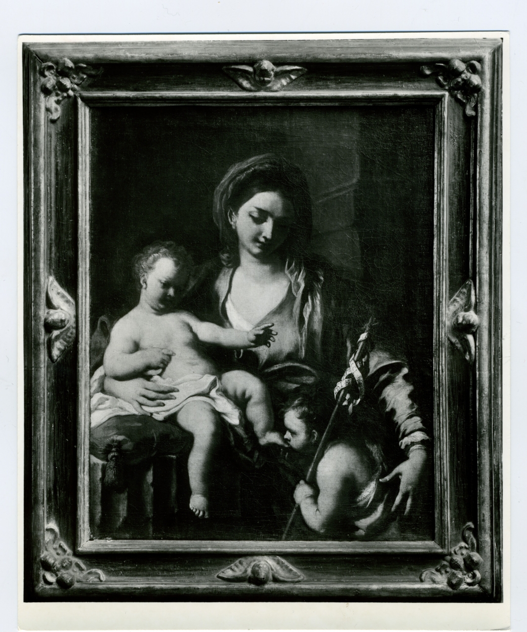 Madonna col Bambino e San Giovannino di Francesco Solimena - dipinto (positivo) di Solimena Francesco (attr), anonimo (metà XX)