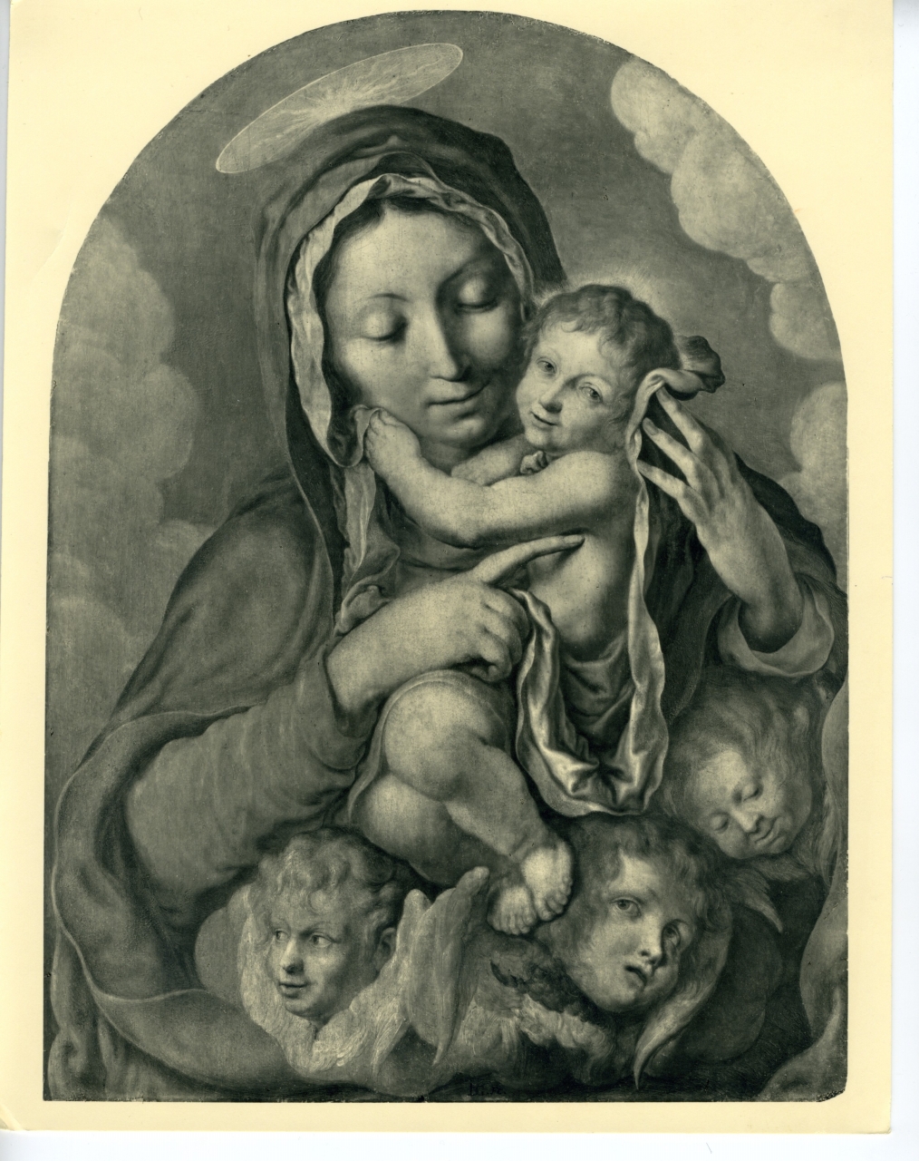 Madonna col Bambino e tre cherubini di Jacques De Gheyn II- dipinto (positivo) di Gheyn Jacob de (attr), anonimo (prima metà XX)