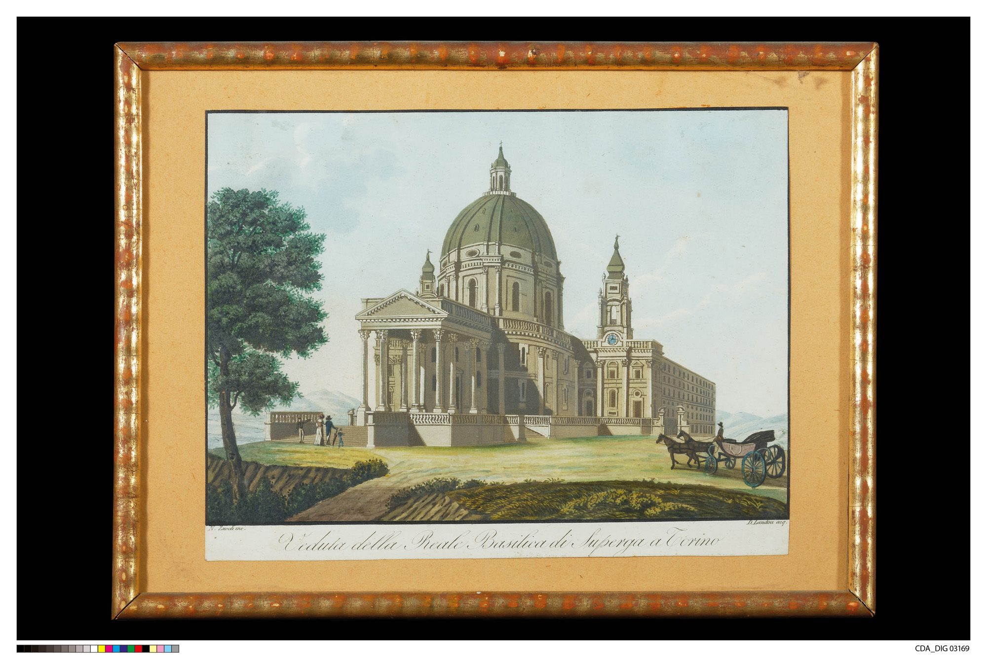 Veduta della Basilica di Superga (stampa) di Landini, Domenico, Zucoli, Napoleone, Nicolosino,Marco (XIX)